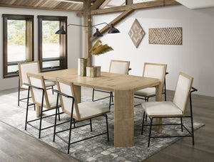English Elm Massimo Oak Extendable Rectangular Dining Set with Cream Upholstered Chairs Seats Six B2749S00304