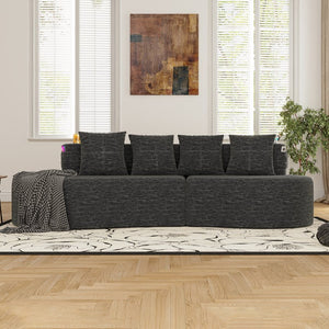English Elm Modern Half Moon Chenille Sectional Three Seat Curved Sofa for Living Room or Apartment Dark Gray W395P435346