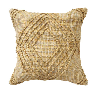 Homeroots 22" X 22" Brown Jute Diamond Throw Pillow   554550