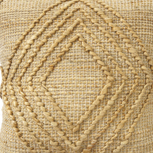 Homeroots 22" X 22" Brown Jute Diamond Throw Pillow   554550
