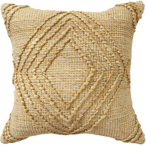 Homeroots 22" X 22" Brown Jute Diamond Throw Pillow   554550