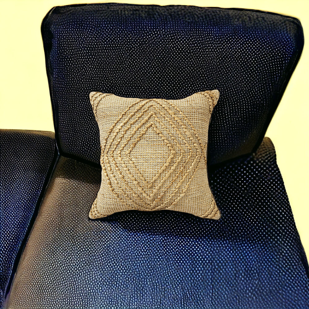 Homeroots 22" X 22" Brown Jute Diamond Throw Pillow   554550