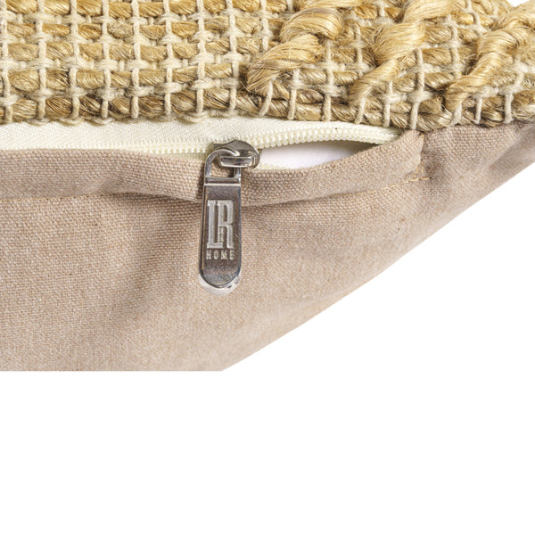 Homeroots 22" X 22" Brown Jute Diamond Throw Pillow   554550