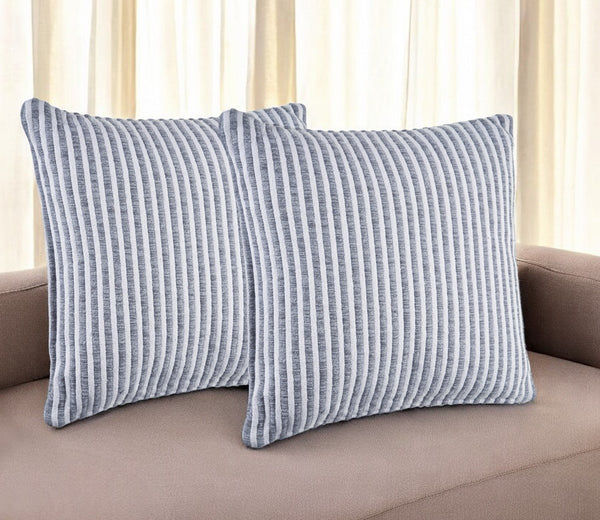 Homeroots Set Of Two Gray Striped Cotton Throw Pillow   554556