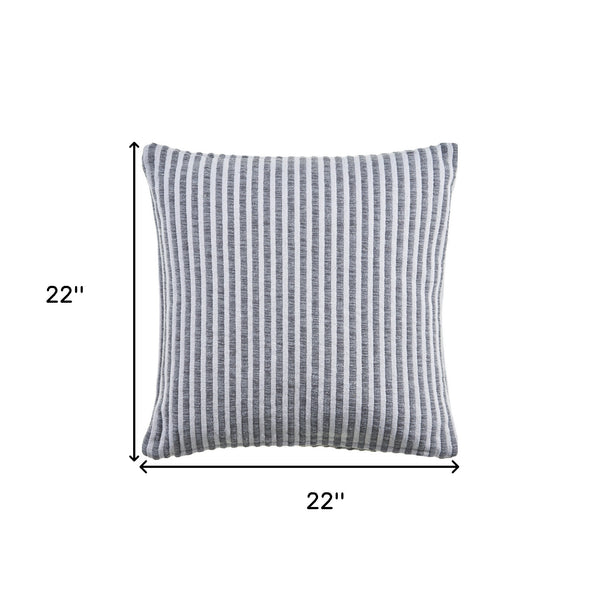 Homeroots Set Of Two Gray Striped Cotton Throw Pillow   554556