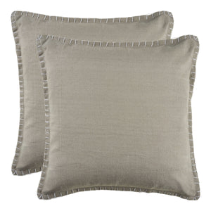 Homeroots Set Of Two Light Gray Cotton Throw Pillow Brown  554559