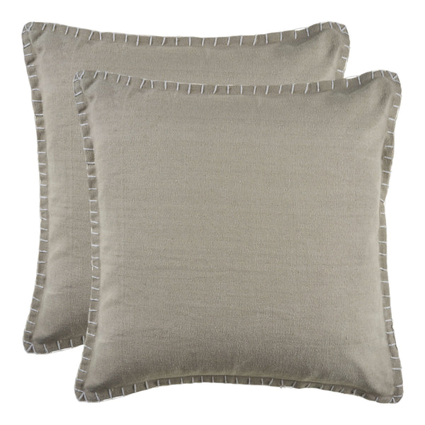 Homeroots Set Of Two Light Gray Cotton Throw Pillow Brown  554559