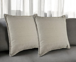 Homeroots Set Of Two Light Gray Cotton Throw Pillow Brown  554559