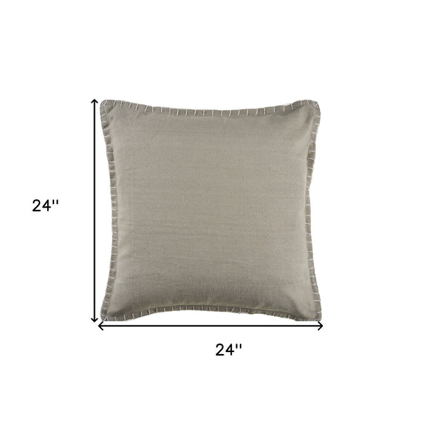 Homeroots Set Of Two Light Gray Cotton Throw Pillow Brown  554559