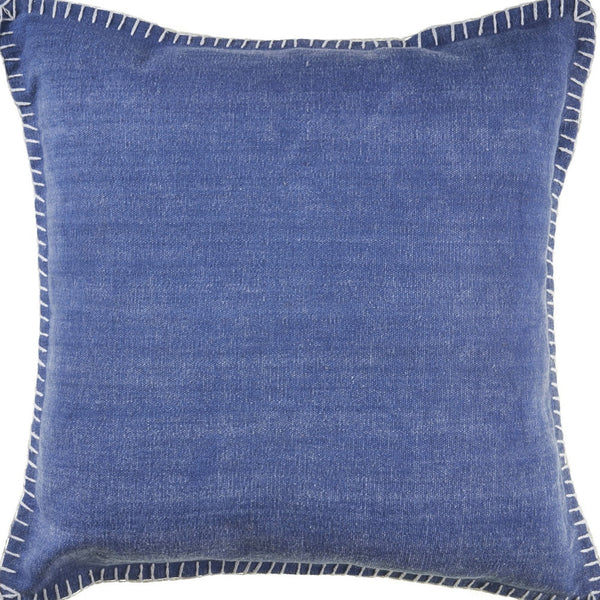 Homeroots Set Of Two Blue Cotton Throw Pillow Blue  554560