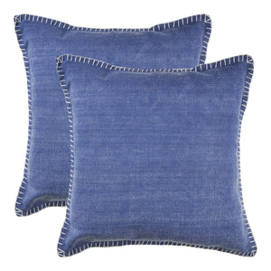 Homeroots Set Of Two Blue Cotton Throw Pillow Blue  554560