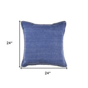 Homeroots Set Of Two Blue Cotton Throw Pillow Blue  554560