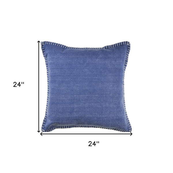 Homeroots Set Of Two Blue Cotton Throw Pillow Blue  554560