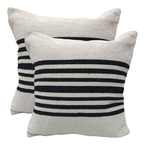 Homeroots Set Of Two Black And White Striped Cotton Throw Pillow   554561