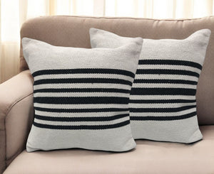 Homeroots Set Of Two Black And White Striped Cotton Throw Pillow   554561