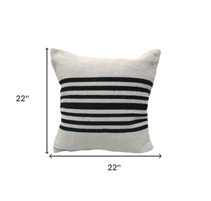 Homeroots Set Of Two Black And White Striped Cotton Throw Pillow   554561