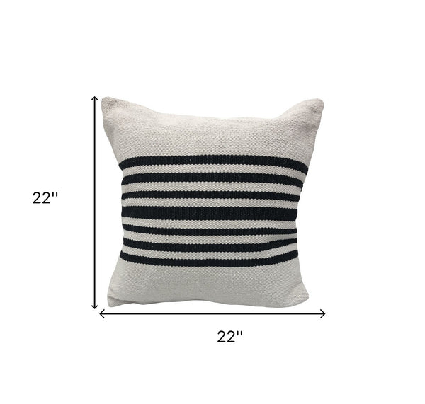 Homeroots Set Of Two Black And White Striped Cotton Throw Pillow   554561