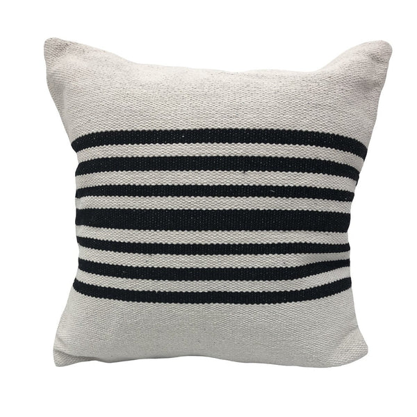 Homeroots Set Of Two Black And White Striped Cotton Throw Pillow   554561