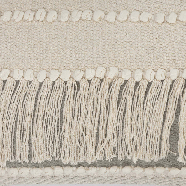 Homeroots Set Of Two Beige Striped Cotton Throw Pillow With Fringe   554567