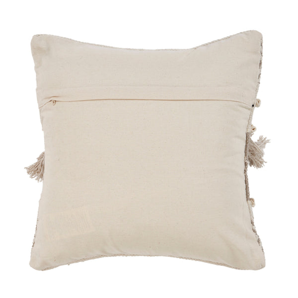 Homeroots Set Of Two Beige Striped Cotton Throw Pillow With Fringe   554567