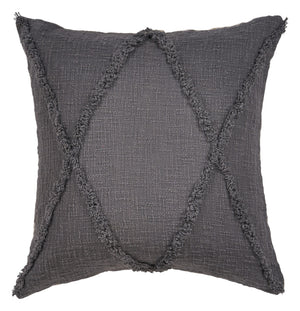 Homeroots Set Of Two Dark Gray Diamond Cotton Throw Pillow With Fringe Gray  554568