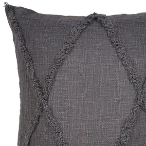 Homeroots Set Of Two Dark Gray Diamond Cotton Throw Pillow With Fringe Gray  554568