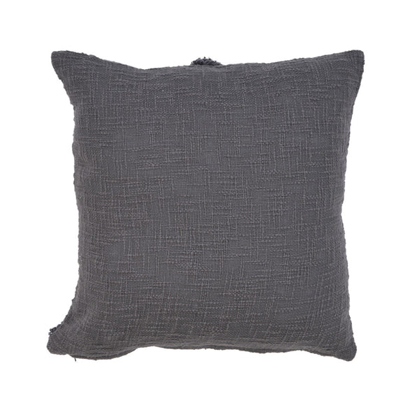 Homeroots Set Of Two Dark Gray Diamond Cotton Throw Pillow With Fringe Gray  554568