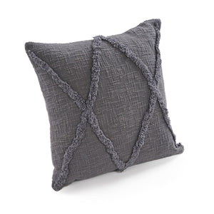 Homeroots Set Of Two Dark Gray Diamond Cotton Throw Pillow With Fringe Gray  554568