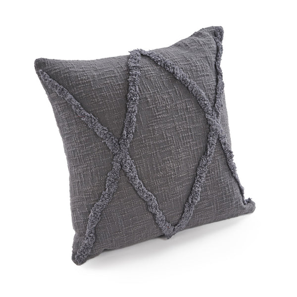 Homeroots Set Of Two Dark Gray Diamond Cotton Throw Pillow With Fringe Gray  554568