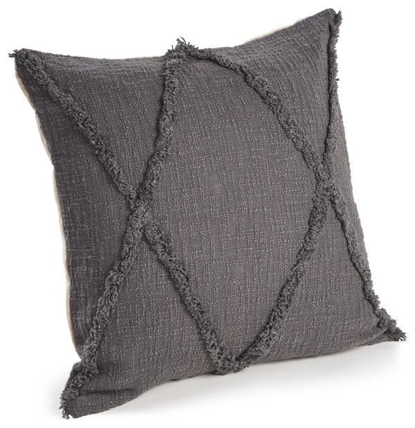 Homeroots Set Of Two Dark Gray Diamond Cotton Throw Pillow With Fringe Gray  554568