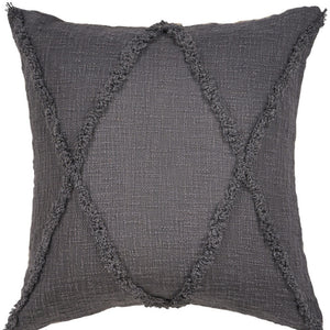 Homeroots Set Of Two Dark Gray Diamond Cotton Throw Pillow With Fringe Gray  554568