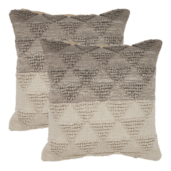 Homeroots Set Of Two Cream Geometric Cotton Throw Pillow With Texture   554573