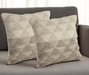 Homeroots Set Of Two Cream Geometric Cotton Throw Pillow With Texture   554573