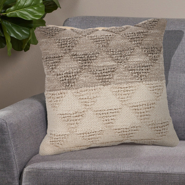Homeroots Set Of Two Cream Geometric Cotton Throw Pillow With Texture   554573