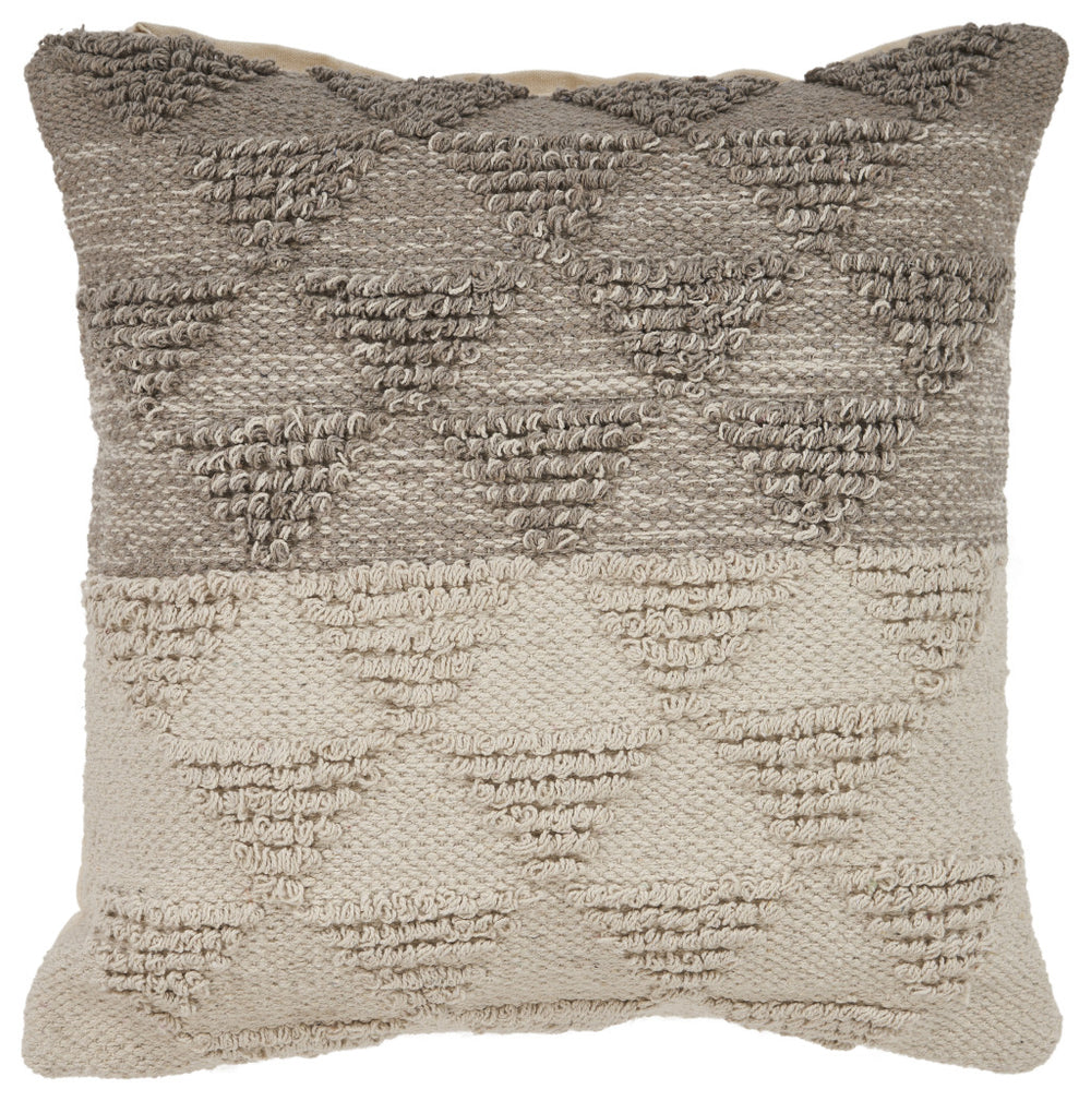 Homeroots Set Of Two Cream Geometric Cotton Throw Pillow With Texture   554573