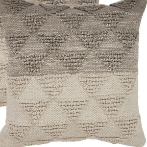 Homeroots Set Of Two Cream Geometric Cotton Throw Pillow With Texture   554573