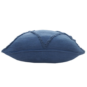 Homeroots Set Of Two Blue Diamond Cotton Throw Pillow With Fringe Blue  554586