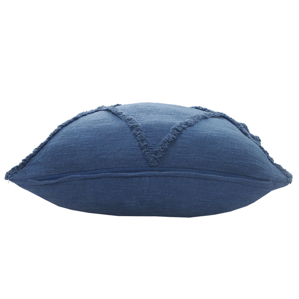 Homeroots Set Of Two Blue Diamond Cotton Throw Pillow With Fringe Blue  554586