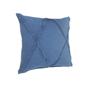 Homeroots Set Of Two Blue Diamond Cotton Throw Pillow With Fringe Blue  554586