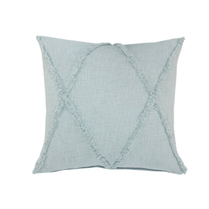 Homeroots Set Of Two Blue Diamond Cotton Throw Pillow With Fringe Blue  554592