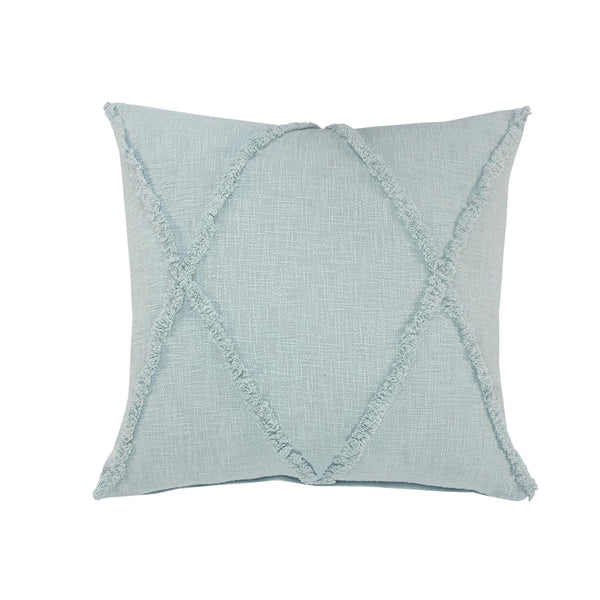 Homeroots Set Of Two Blue Diamond Cotton Throw Pillow With Fringe Blue  554592