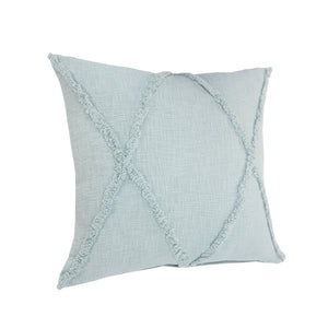Homeroots Set Of Two Blue Diamond Cotton Throw Pillow With Fringe Blue  554592