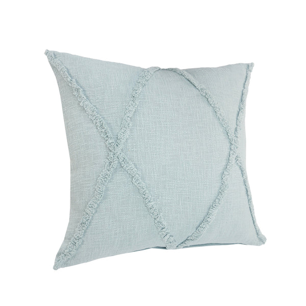 Homeroots Set Of Two Blue Diamond Cotton Throw Pillow With Fringe Blue  554592