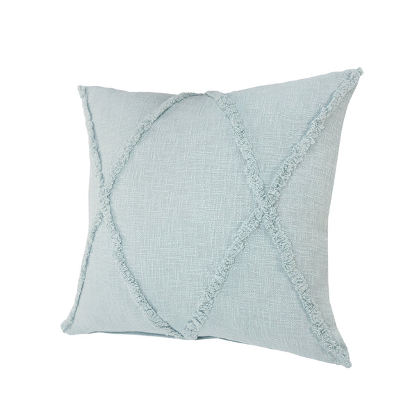 Homeroots Set Of Two Blue Diamond Cotton Throw Pillow With Fringe Blue  554592