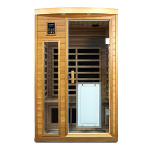 English Elm Low Emf Two Person Far Infrared Sauna with Cedar Wood Bluetooth Audio and Led Lighting W632S00024