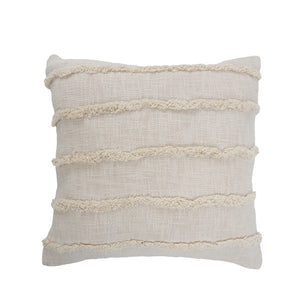 Homeroots Set Of Two Beige Ribbed Cotton Throw Pillow With Fringe Beige  554605