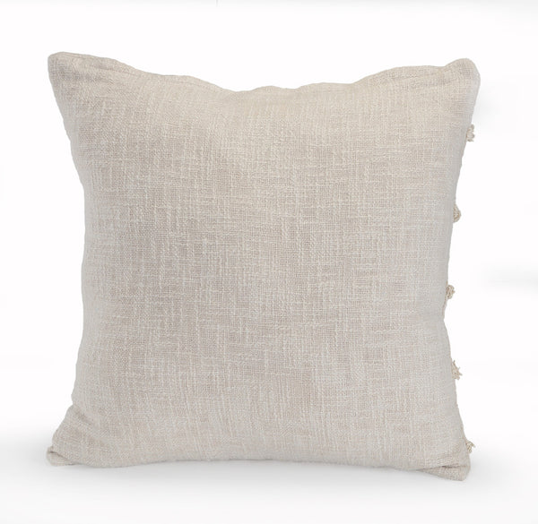Homeroots Set Of Two Beige Ribbed Cotton Throw Pillow With Fringe Beige  554605