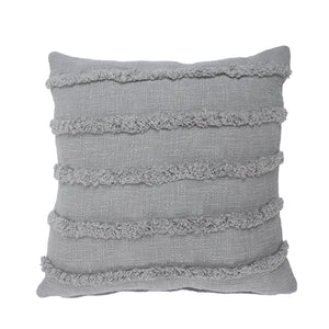 Homeroots Set Of Two Gray Ribbed Cotton Throw Pillow With Fringe Gray  554606