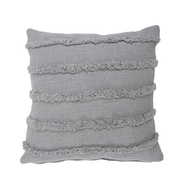 Homeroots Set Of Two Gray Ribbed Cotton Throw Pillow With Fringe Gray  554606