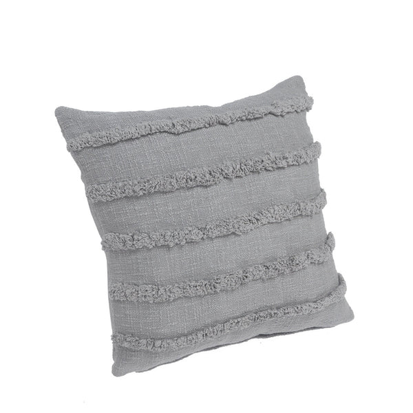 Homeroots Set Of Two Gray Ribbed Cotton Throw Pillow With Fringe Gray  554606